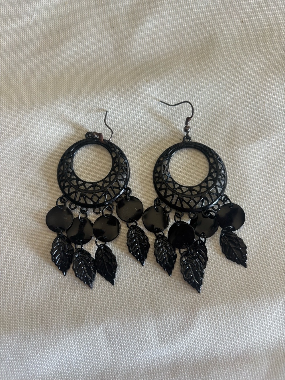 Black Boho Leaf Dangle Earrings - Women Jewelry
